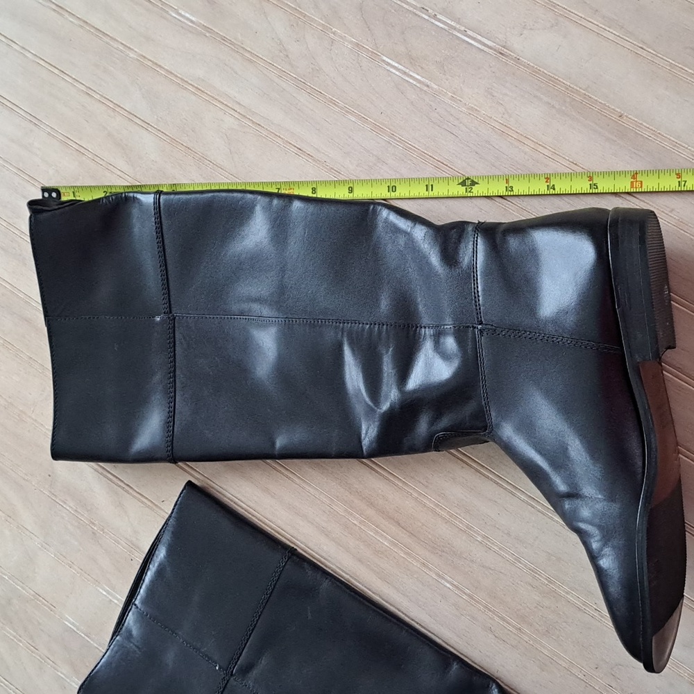 Calico Blue Ribbon Leather Tall Riding Boots Quality Durable Slip On Structured - Picture 13 of 15